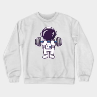 Cute Astronaut Lifting Dumbbell Crewneck Sweatshirt